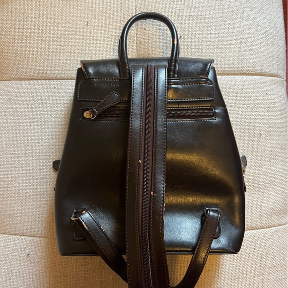 Cute Vintage Vegan Black Leather backpack Y2K - Picture 4 of 8